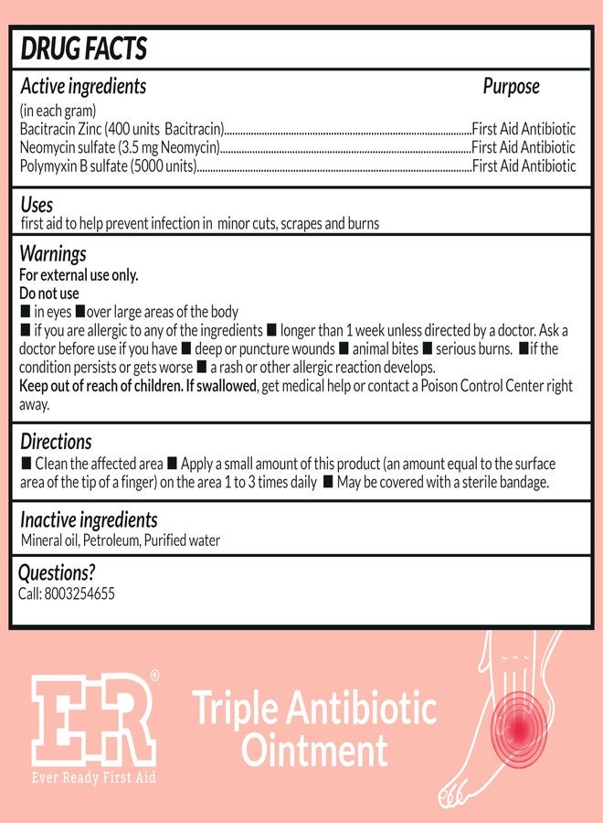إيفر ريدي فيرست آيد مرهم إيفر ريدي للإسعافات الأولية ثلاثي المضادات الحيوية، 1 أونصة، مرهم للإسعافات الأولية للخدوش الطفيفة والجروح والحروق - 6 عبوات - Image 2